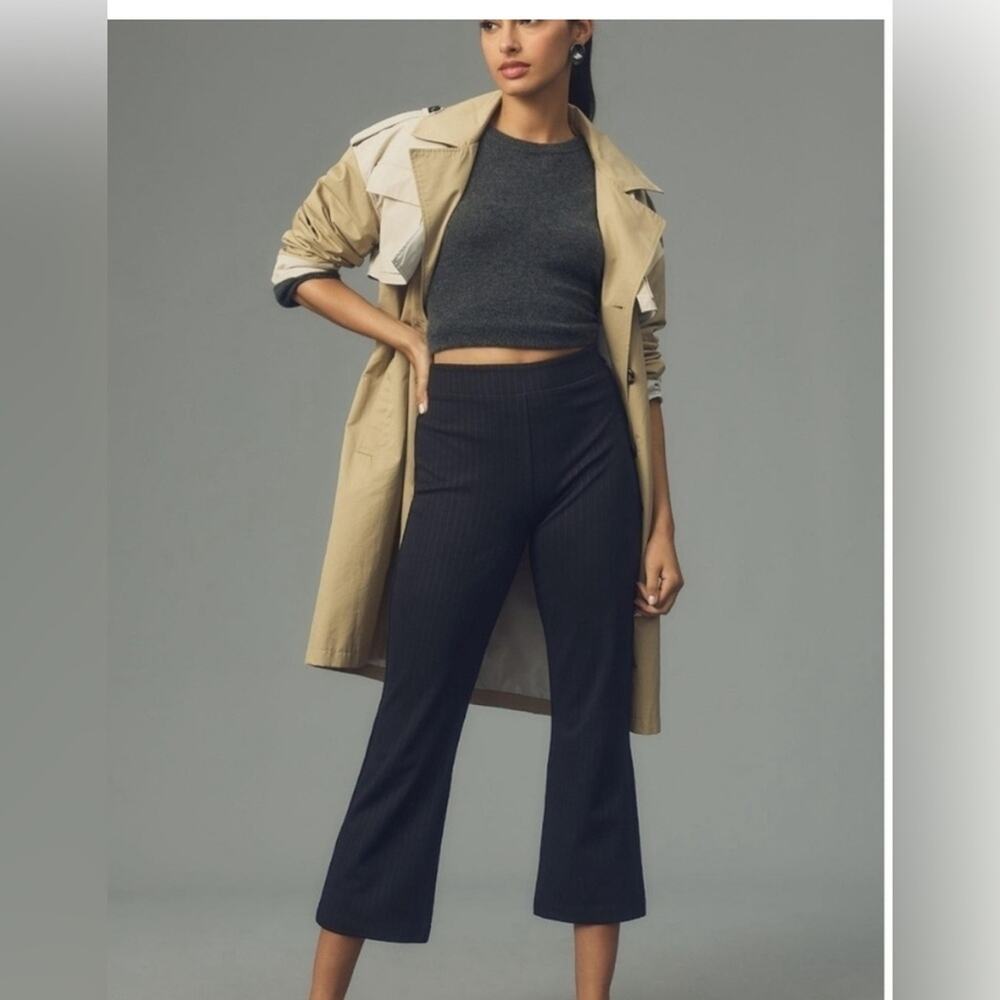 NWT Anthropologie x Sanctuary Eastend Mod Crop Royal Gold stripe black pants